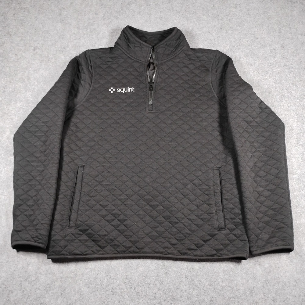 Marine Layer Corbet Mens Quilted‎ Quarter Zip Pullover Black Squint Logo Medium